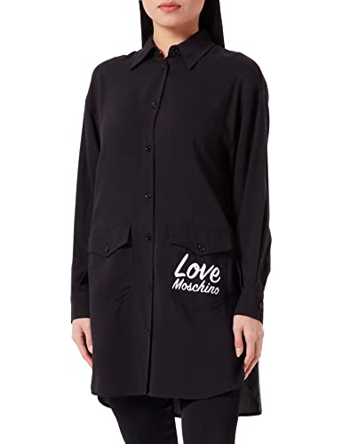 Love Moschino Damska koszulka Relaxed Fit z długim rękawem z nadrukiem Love, czarny, 42