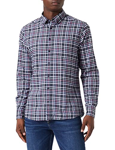 bugatti Męska koszula 9350-28706 z kołnierzem Button Down, granatowa, standardowa