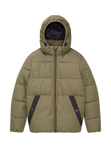 TOM TAILOR Chłopcy Dziecięca kurtka zimowa z kapturem 1033348, 10415 - Dusty Olive Green, 140