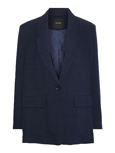 VERO MODA VMLUCYVER LS blezer damski blezer lniany, granatowy blezer, XS