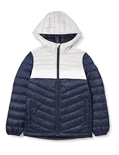 JACK&JONES JUNIOR Jjehero kurtka chłopięca z kapturem Noos Jnr, Navy Blazer/Detail:blocked - Gray/White, 140