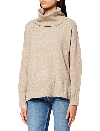 VERO MODA Damski sweter z dzianiny z kołnierzem, Sepia Tint/szczegóły: melanż, XL
