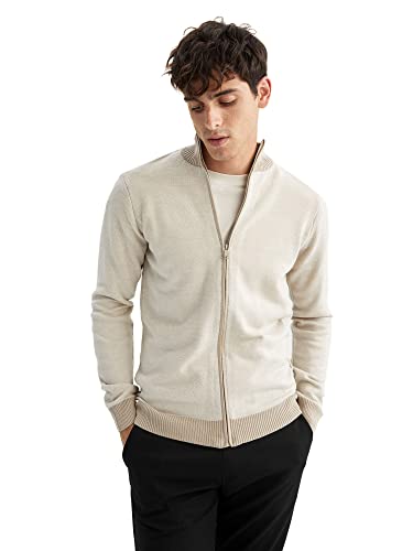 DeFacto Kardigan normalny krój dla mężczyzn kardigan na topy męski (kamelowy, 3XL), piaskowy, 3XL