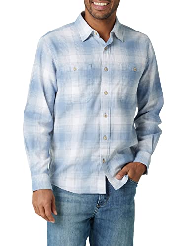 Wrangler Authentics Męska koszula flanelowa Cloud z kołnierzem button-down, denim, średnia