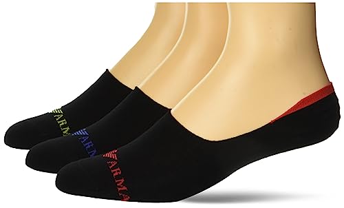 Emporio Armani Męskie skarpety do stóp, 3 pary, Black/Black/Black, Large-X-Large