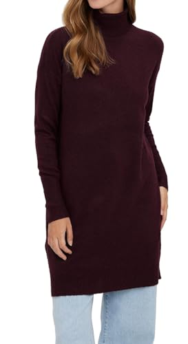 VERO MODA Damska sukienka VMBRILLIANT LS z okrągłym dekoltem GA NOOS sukienka, Winetasting/szczegóły: melanż, XL