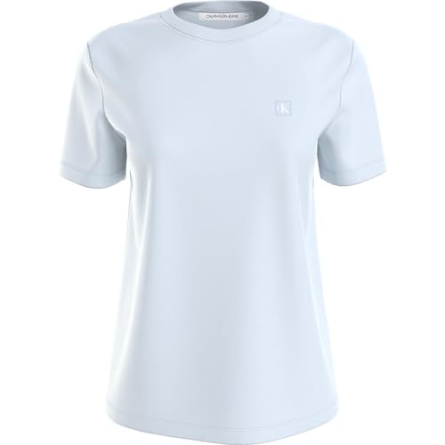 Calvin Klein Jeans Damska koszulka z dzianiny Ck Embro Regular Tee S/S, Pamiątka niebieska, S