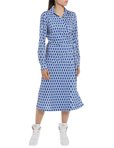 Replay Sukienka damska W9023, 010 Azure/Natural White, M, 010 Azure/naturalna biel, M