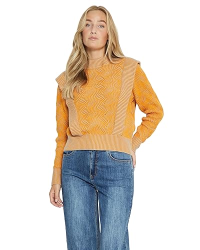 Desires Bluza z dzianiny Edil z długim rękawem, Ciemny pasek Cheddar, S