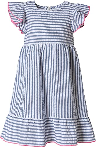 Lemon Beret Sukienka chłopięca Small Girls Dress, Niebieski/biały w paski, 5 Lat