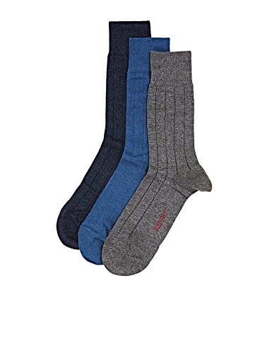 ESPRIT 3-pak skarpet prążkowanych, w pudełku na prezent, Blue/Grey, 40-46 EU