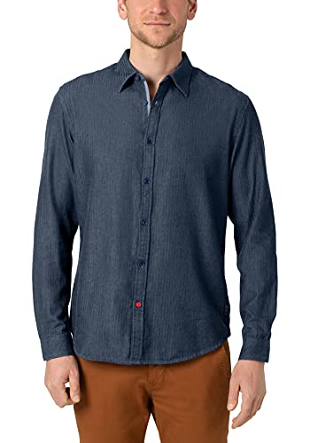 Timezone Męska koszula z motywem mikro, Navy Herringbone, S