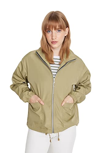Trendyol Damska stójka, zwykła, oversize, kurtka zimowa, płaszcz, lekki khaki, S, Jasny Khaki
