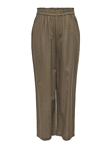 ONLY Spodnie damskie z wysokim stanem, mieszanka lnu, Cub, 34-S-L