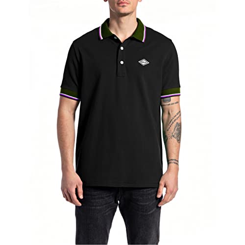 Replay Męska koszula polo M3071A, 098 czarna, 3XL