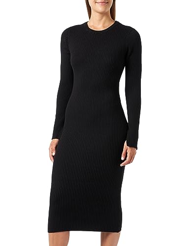 VERO MODA Damska sukienka z dzianiny VMGOLD Rib Long LS O-Neck Dress, czarny, S