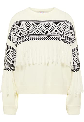 IZIA Damski sweter z dzianiny mahisha, wełniany biały czarny, M/L, wełniany biały czarny, M-L