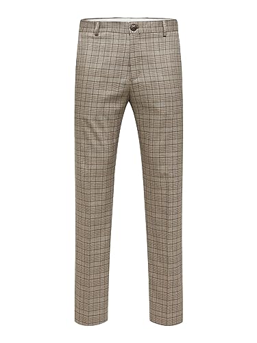 SELECTED HOMME Spodnie męskie 175 Slim Fit w kratkę, Brownie, 54