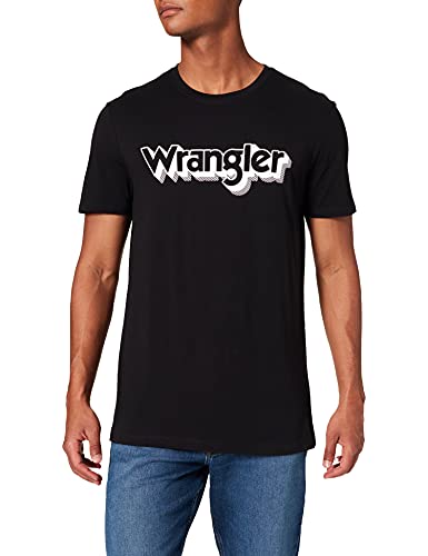 Wrangler T-shirt męski z logo, Schwarz, XS