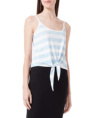 ONLY Women's ONLMAY S/L Knot Short Stripe JRS Top, Cashmere Blue/Stripes:Cloud Dancer (kia), L