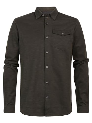 Petrol Industries Men Shirt Long Sleeve Uni Koszulka męska, Hunter Green, L