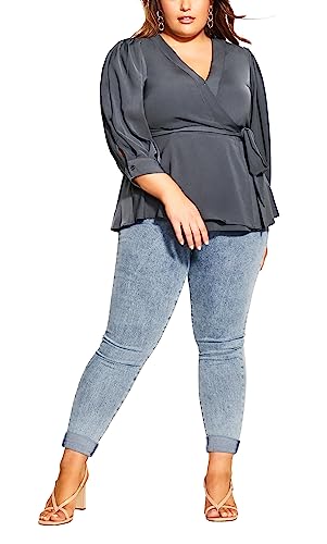 CITY CHIC Bluzka damska plus size, łupek, 44-Plus