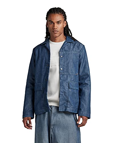 G-STAR RAW Męska marynarka Marseille, niebieska (Worn in Cadet Blue D303-D910), S, Niebieski (Worn in Cadet Blue D303-d910), S