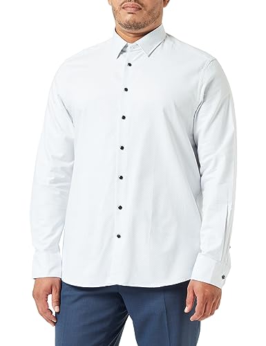 bugatti Męska koszula rekreacyjna rękaw 1:1, biały-10, XXL