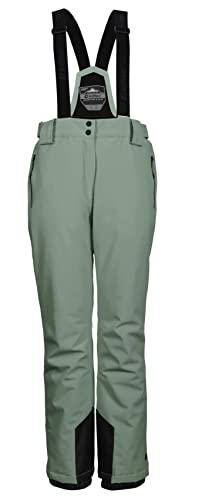 Killtec Damskie spodnie funkcyjne/spodnie narciarskie ze zdejmowanymi szelkami, ochrona krawędzi i pas śnieżny KSW 249 WMN SKI PNTS, zielono-szare, 40, 37559-000