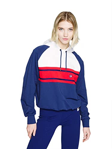 Fila Damska bluza z kapturem Burgos Copped, Średniowieczny niebieski - jasny biały - prawdziwy czerwony, XS