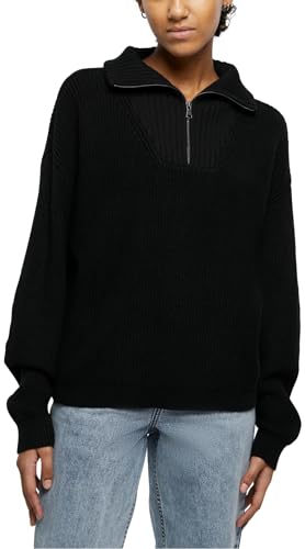Urban Classics Damska bluza damska Oversized Knit Troyer Black L, czarny, L