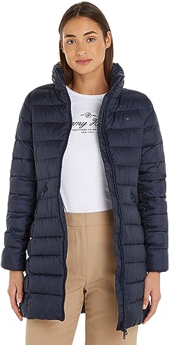 Tommy Hilfiger Damski płaszcz MW wyściełany globalny w paski, pustynne niebo, L, Pustynne niebo