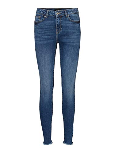 VERO MODA Damskie spodnie jeansowe, niebieski (Dark Blue Denim), L