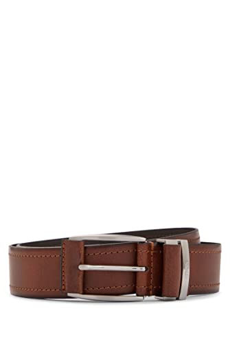 BOSS Męski pasek Sody-NSP Sz40 z włoskiej skóry z gładkim wykończeniem i logo na szlufce, Medium Brown210, 90