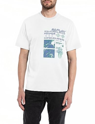 Replay T-shirt męski, 011 Natural White, XXL