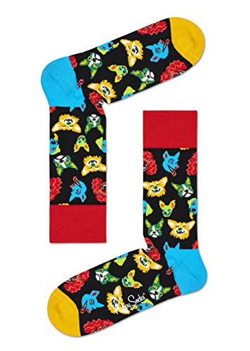 Happy Socks Funny Dog Sock, kolorowe i zabawne, Skarpety dla kobiet i mężczyzn, Czarny-Czerwony-Niebieski (36-40)