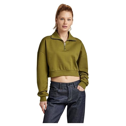 G-STAR RAW Damski sweter Cropped 1 Zip Loose Sw Wmn, Zielony (Avocado D23143-d278-d612), XS