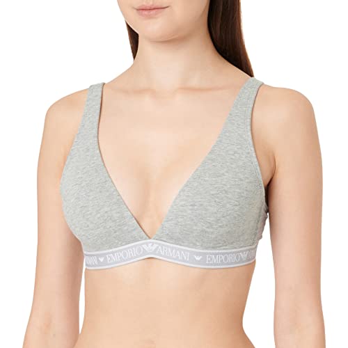 Emporio Armani Damski biustonosz z logo w kształcie litery Sail-Shaped Iconic, jasnoszary melanżowy, S
