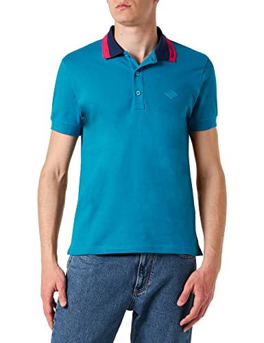 Replay Męska koszulka polo z krótkim rękawem z bawełny, niebieska (Ming Blue 182), M, petrol 182, M
