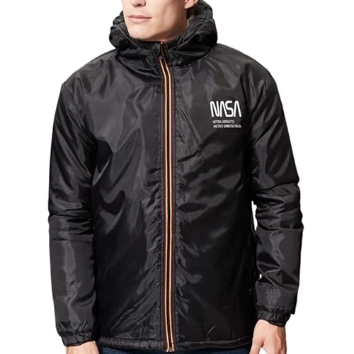 Nasa Męska kurtka przeciwdeszczowa z podszewką Sherpa, czarna, czarny, S