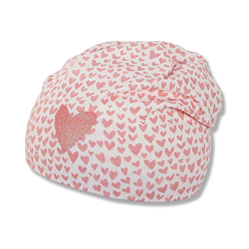 Sterntaler czapka Slouch-beanie dla dziewczynek z motywem serca i wzorem serca, beżowy, 55 cm