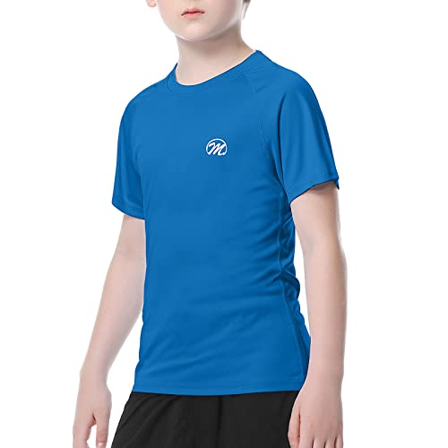 MEETWEE Boy Girl Wysypka kamizelka krótki rękaw stroje kąpielowe Rash Guard Top Sun UV Protection UPF 50+ Stroje Kąpielowe Kid, Dark Blue, 6 lat