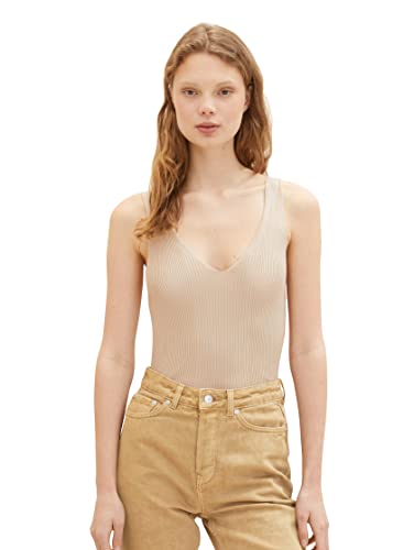 TOM TAILOR Denim Damski top z dzianiny Basic, 31700 - Dusty Sand Beige, XXL