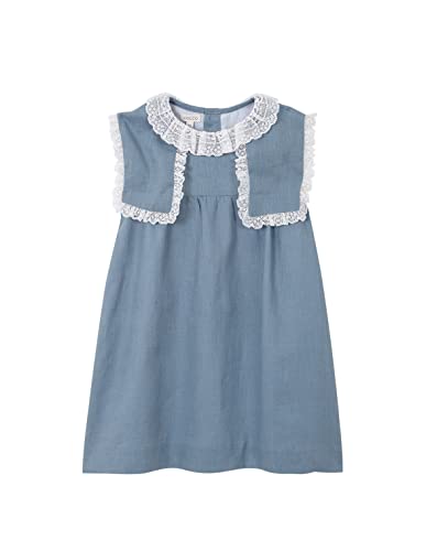 Gocco Lniana sukienka z haftowanymi paskami, Ciemny Turkusowy