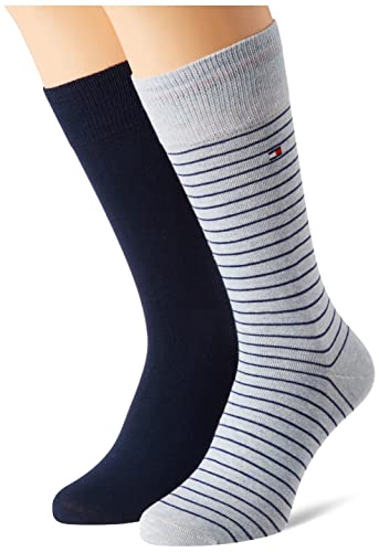 Tommy Hilfiger 100001496 Męskie skarpetki Small Stripe Classic (2 sztuki), niebieski, 39 EU
