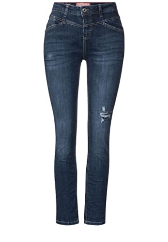 Street One jeansy damskie destroyed, Authentic Mid Indigo Wash, 28W / 28L