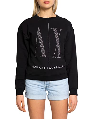 Armani Exchange Damska bluza Studded Icon, czarny, XS