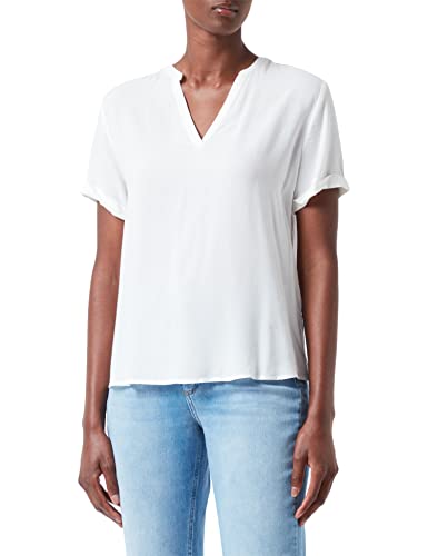 Vila Damska koszulka Viroma z dekoltem w serek S/S TOP/SU-NOOS T-shirt, śnieżnobiała, 36