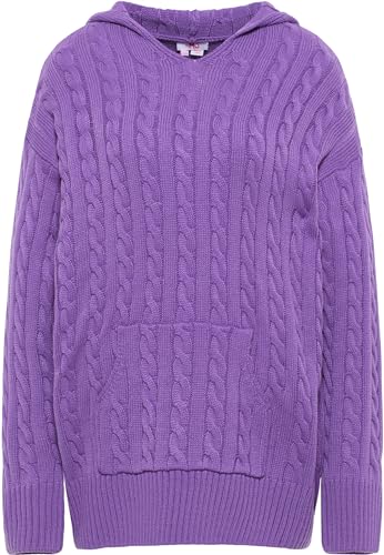 blonda Damska bluza z kapturem z dzianiny 12419378-BL01, liliowa, M/L, liliowy, M-L