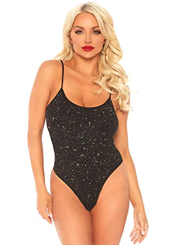 Leg Avenue Lurex nieprzezroczyste stringi, body, czarny, złoty, jeden rozmiar